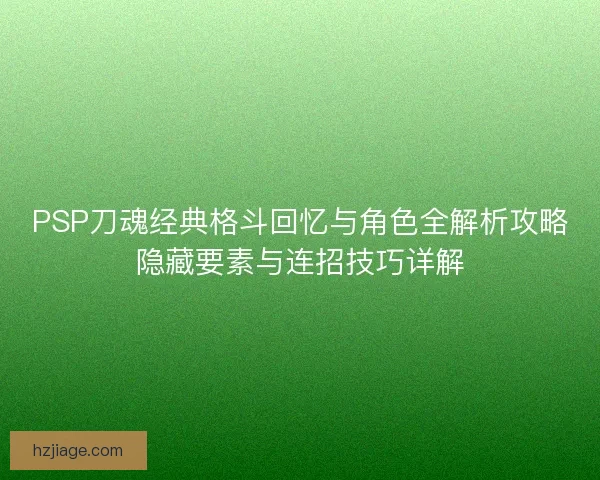 PSP刀魂经典格斗回忆与角色全解析攻略隐藏要素与连招技巧详解