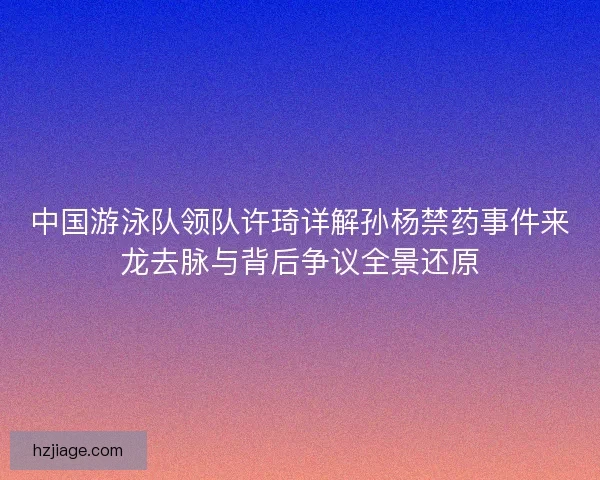 中国游泳队领队许琦详解孙杨禁药事件来龙去脉与背后争议全景还原 中国游泳队领队许琦详解孙杨禁药事件来龙去脉与背后争议全景还原